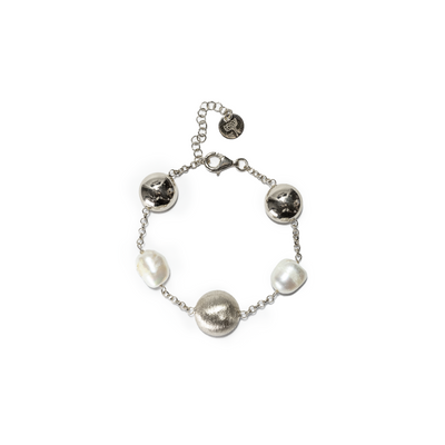 BRACCIALE CHICCE DI VITAE CON PERLE-ARGENTO